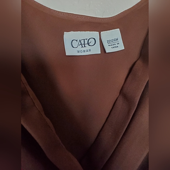 Cato Brown Sleeveless Surplice Blouse Top with Ruffle Size 22/24 W - Picture 3 of 11